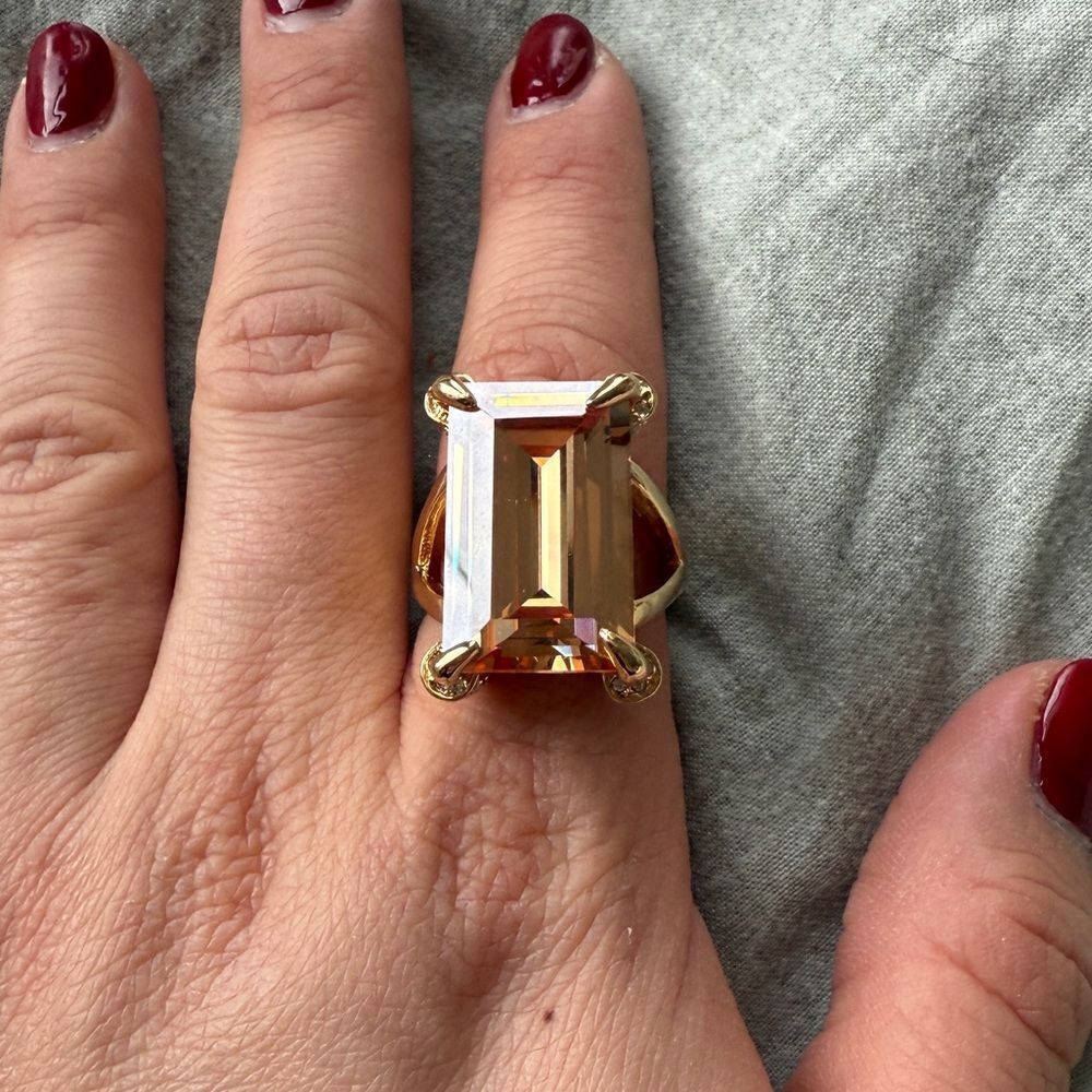 NWT 90s Camille Lucie 14 K Gold Plated Sterling Silver Massive Citrine Swarovski